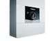 Vaillant Elektro-Durchlauferhitzer mit digitalem Display und Temperaturregler, montiert an einer Wand in heller Umgebung. Temperaturanzeige zeigt 34 °C.